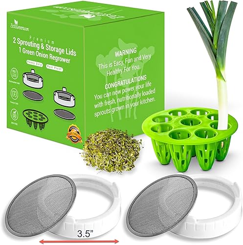 Miniatura 3 de Tapas de brotes y regenerador de cebolla verde para frascos Mason de boca ancha. Kit de cultivo de brotes para brotes de frijoles, brotes orgánicos