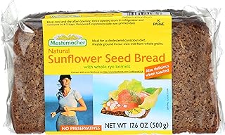 Mestemacher Sunflower Seed Bread, 17.6 oz | German Whole Grain Bread with Sunflower Seeds | High Fiber | Vegan & Shelf-Stable