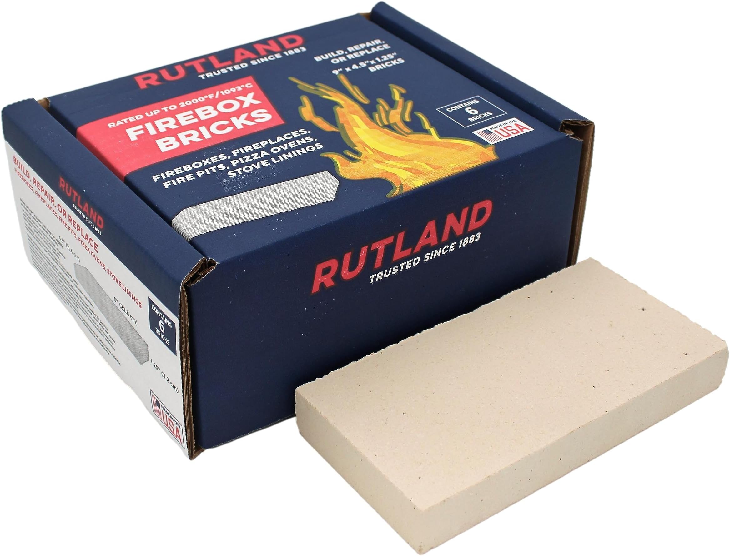 Rutland Fire Bricks, 2000F, Pack of 6