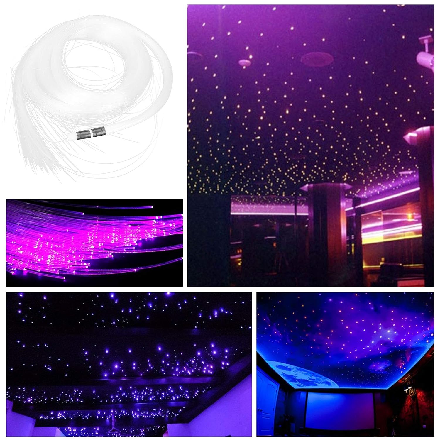 Fiber Optic Light End Glow Cable, Star Ceiling Light Optical Fiber, 200pcs 2m Optical Fiber Cable for LED Lighting Decor