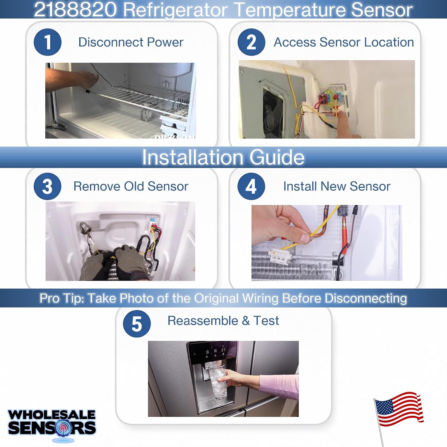 Replacement Whirlpool/Kenmore 2188820 Refrigerator Thermistor 24 Month Warranty & USA Support