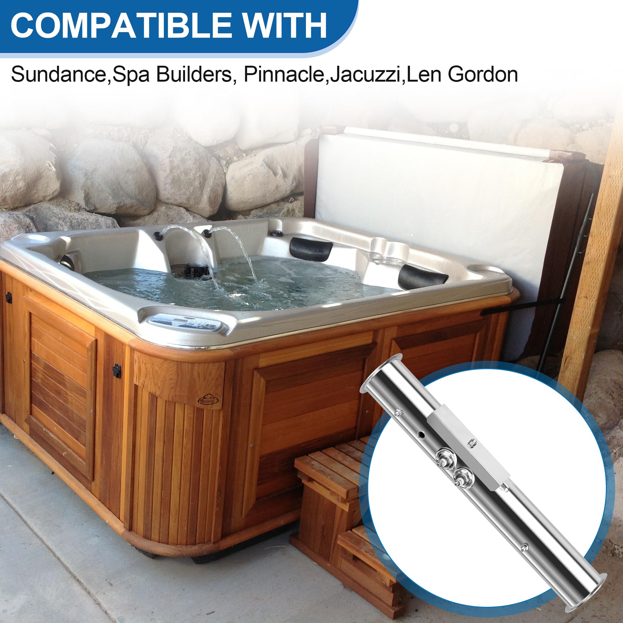 Elemento calefactor de bañera de hidromasaje de 4 kW y 240 V con colector de calentador de bañera de hidromasaje de 15 x 2 pulgadas, carcasa de calentador de flujo de acero inoxidable B24055R