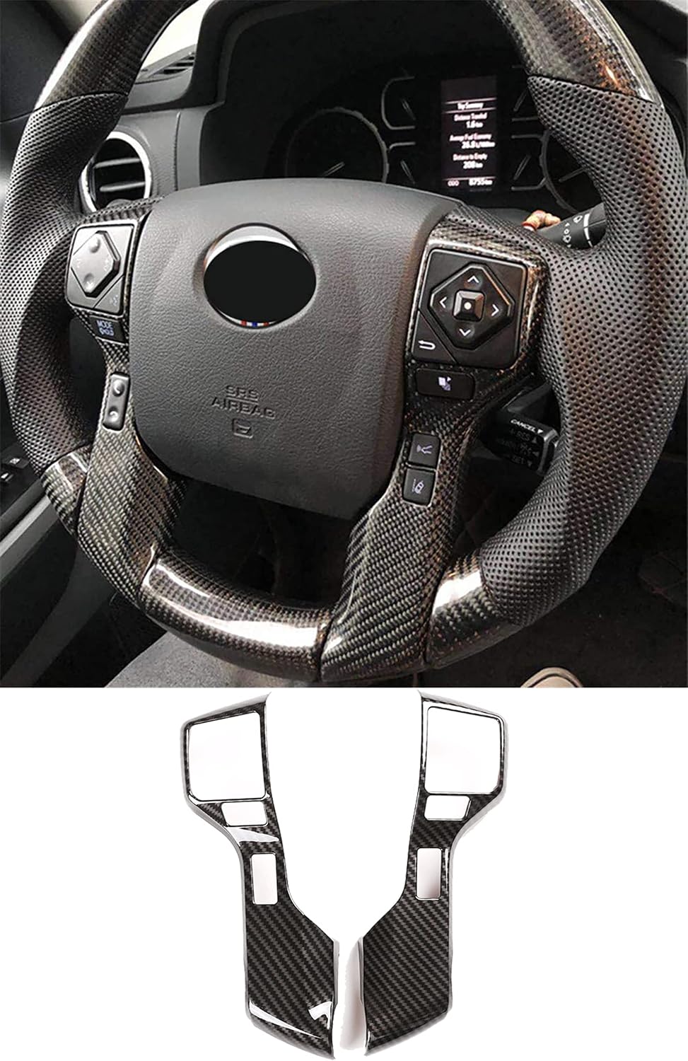 Car Accessories for Toyota Tacoma 2016 2017 2018 2019 202 2021 2022,Sequoia,Tundra 2018-2021 Button Side Switch Strip Decor Trim Carbon Fiber 2PCS (High Equipped with 4 Holes)
