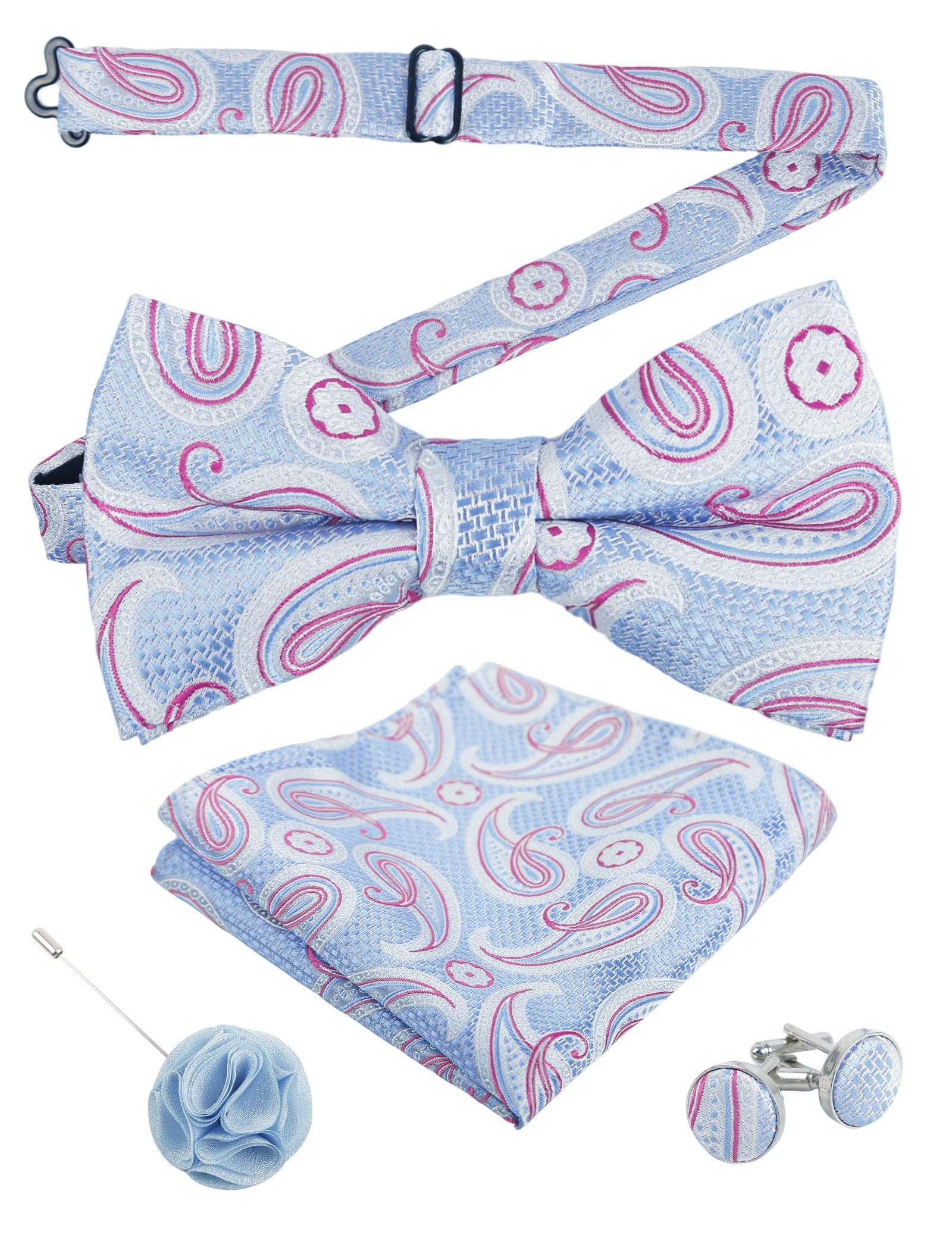 Alizeal Mens 4pcs Vintage Paisley Bow Tie Set