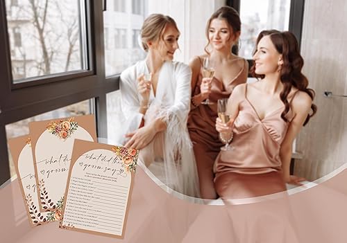 Miniatura 5 de What Did The Groom Say - Juego de despedida de soltera, tarjeta de juego de despedida de soltera de flores naranjas rústicas, juegos de despedida de