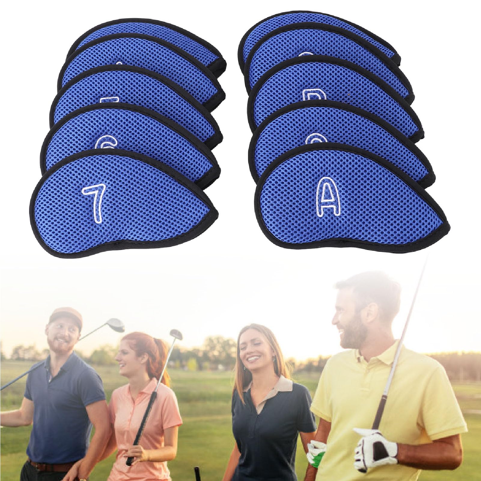 10 Pezzi Nuovi Set di Coperture per Ferri da Golf a Rete Copri Testa per Mazza da Golf Adatti Alla Maggior Parte dei Ferri, Copri Testa da Golf Utilizzano Tessuto a Rete in Nylon