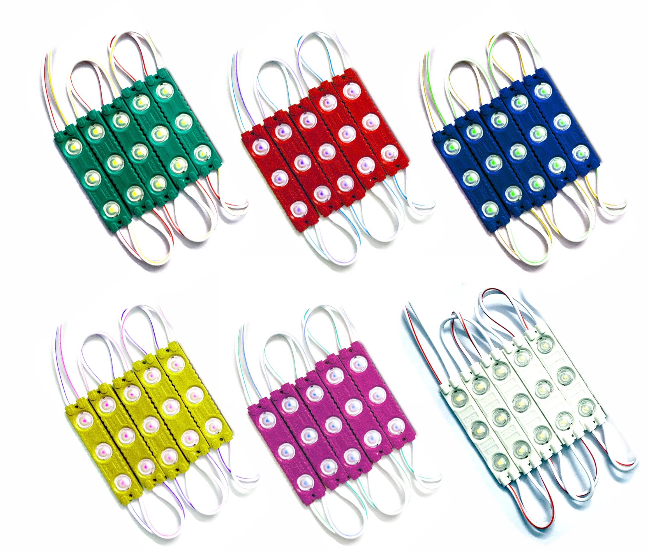 Wizzo (Pack of 30 Pieces DC 12V Optical 3 LED Diffused Module Light Lamp Bulb Multipurpose Use For Home, Temple Decoration DIY Projects, Hobby Kit (5 Pieces Each Red Green Blue Yellow White Pink)-picture-19