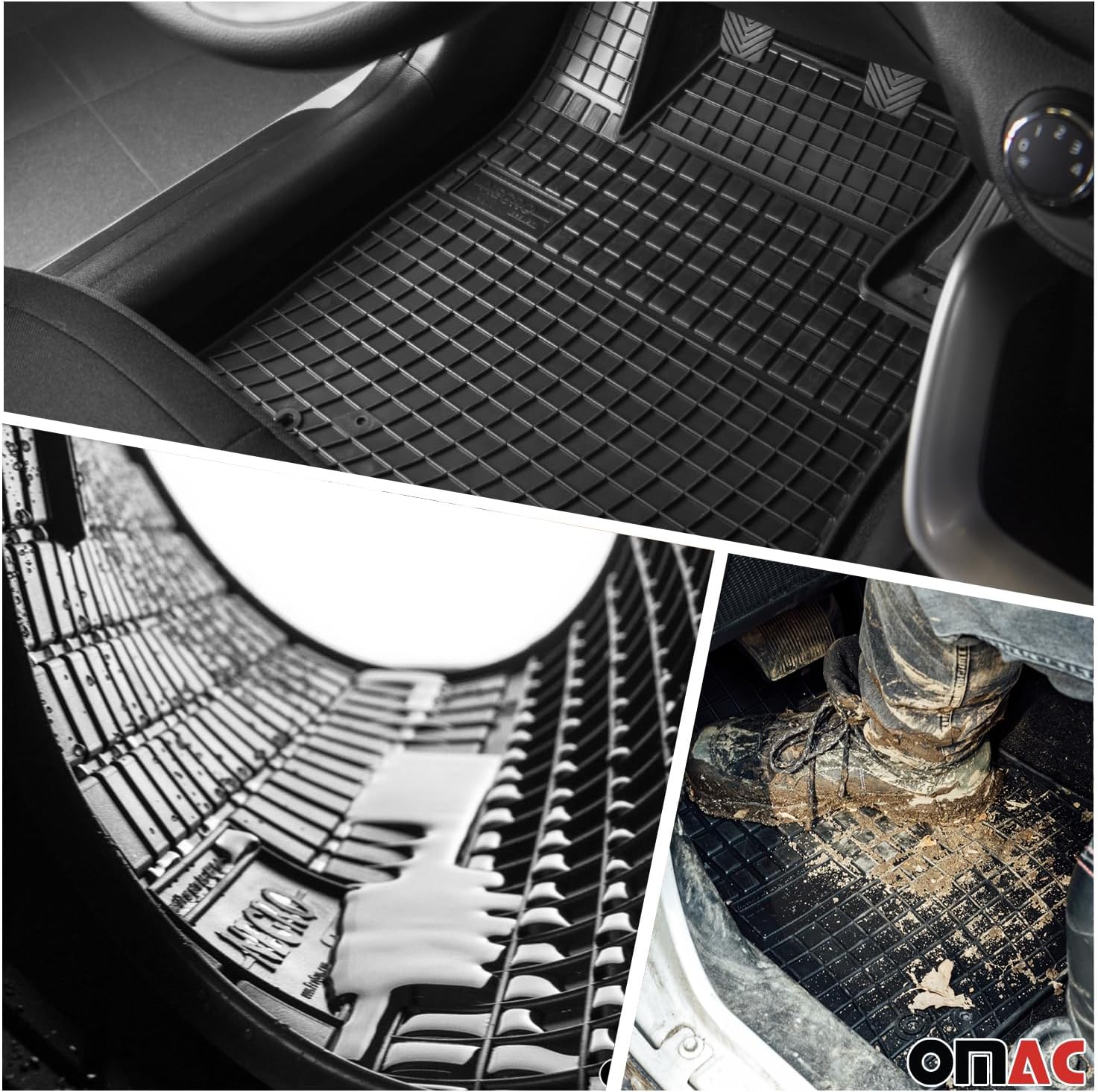 OMAC Floor Mats Cargo Liner Set for Toyota Corolla 2014-2019 3D Rubber Black 5 Pcs
