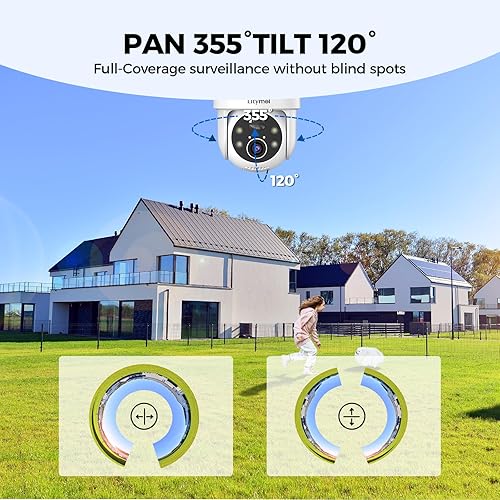 Miniatura 8 de Cámaras solares de seguridad 2K, visión 360, inalámbricaspara exterioresvisión nocturna a color, detección de IA, audio de 2 vías, alarma de