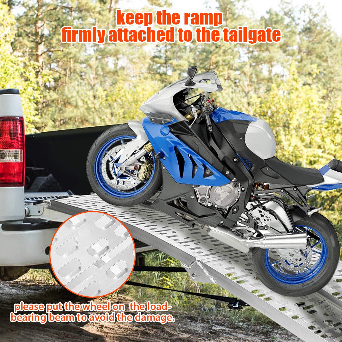 TOOCA Aluminum Ramps 2 Pcs 7.5' Folding Loading Ramps 1500lbs Capacity HeavyDuty Used for