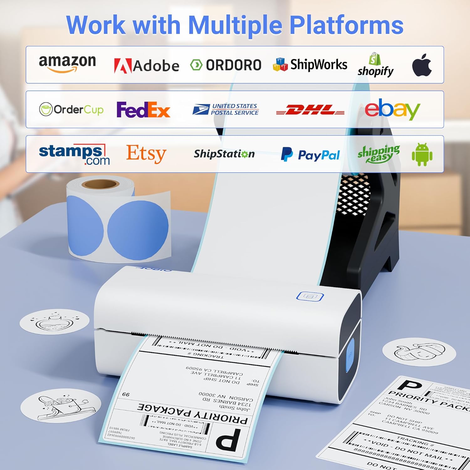 Thermal Shipping Label Printer - 4x6 Label Printer for Small Business - Desktop Barcode Printer - Image 2