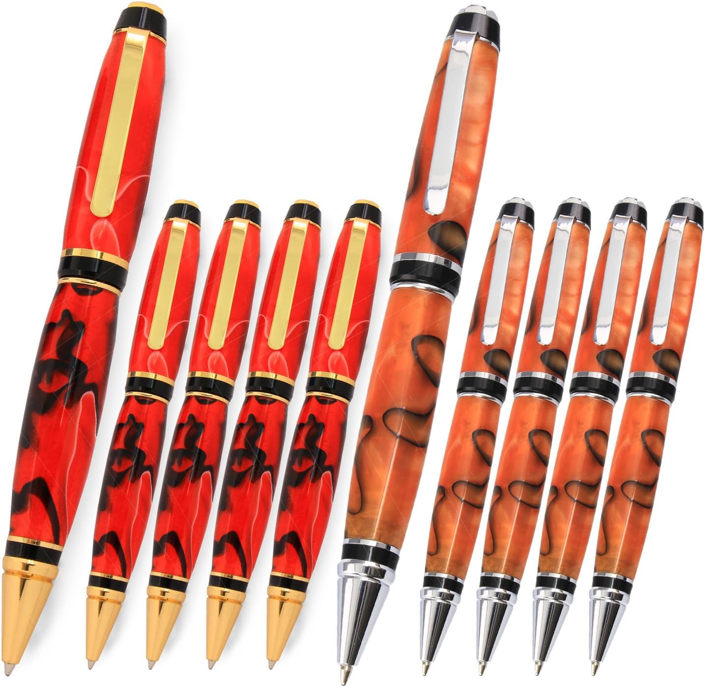 Legacy Woodturning, Cigar Pen Kit - Gold & Silver Variety, 10 Pack, Includes 5 Gold, 5 Chrome