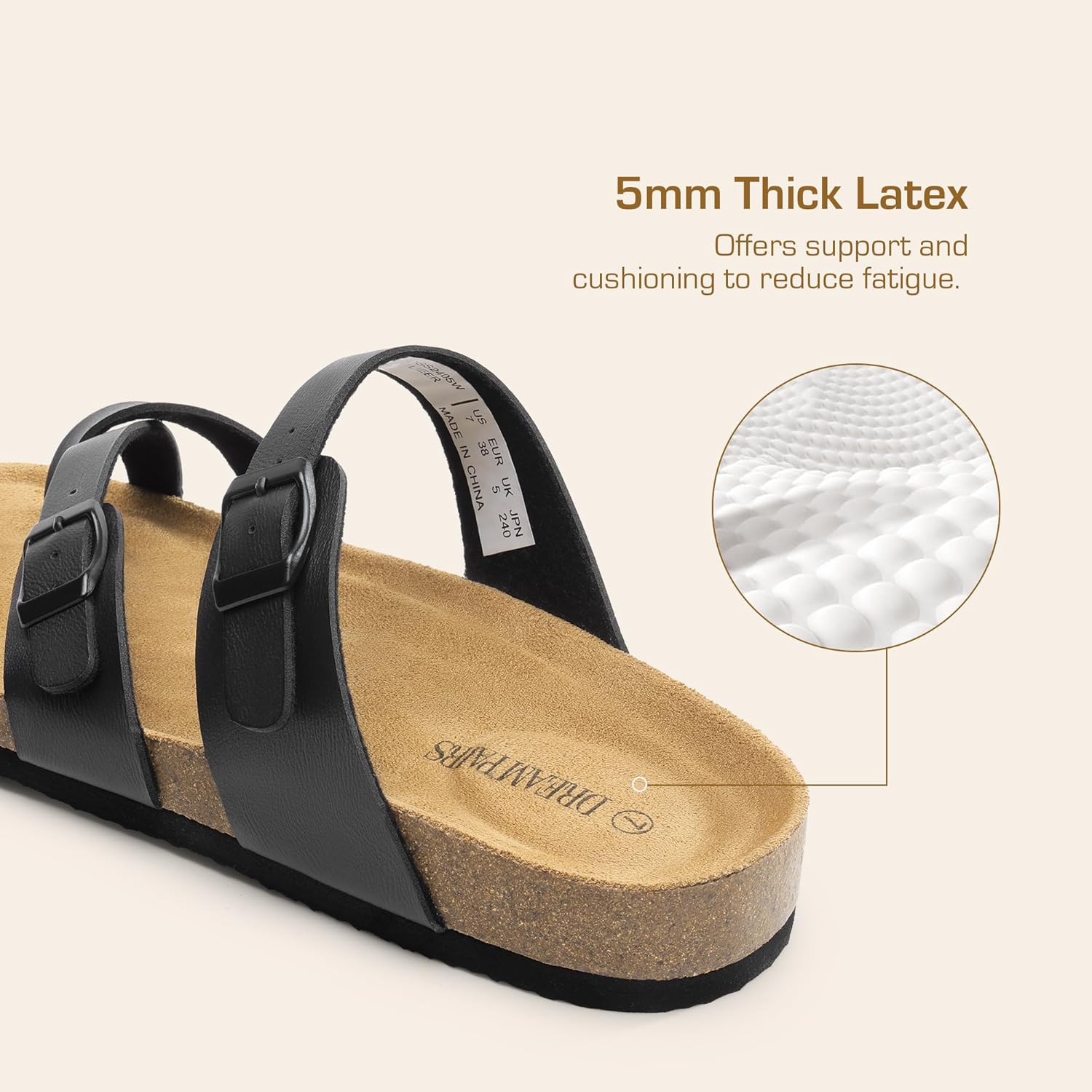 DREAM PAIRS Women's Thong Slide Sandals with Cork Footbed Open Toe Adjustable Slip On Slippers Comfort Flat Sandals for Summer - Image 3