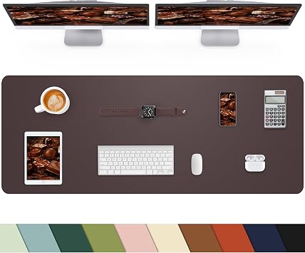 Leather Desk Pad Protector, 48" x 17" Desk Mat Large, Mouse Pad, Non-Slip PU Leather Desk Plotter, Waterproof Desk Pad for Office/Home Coffee