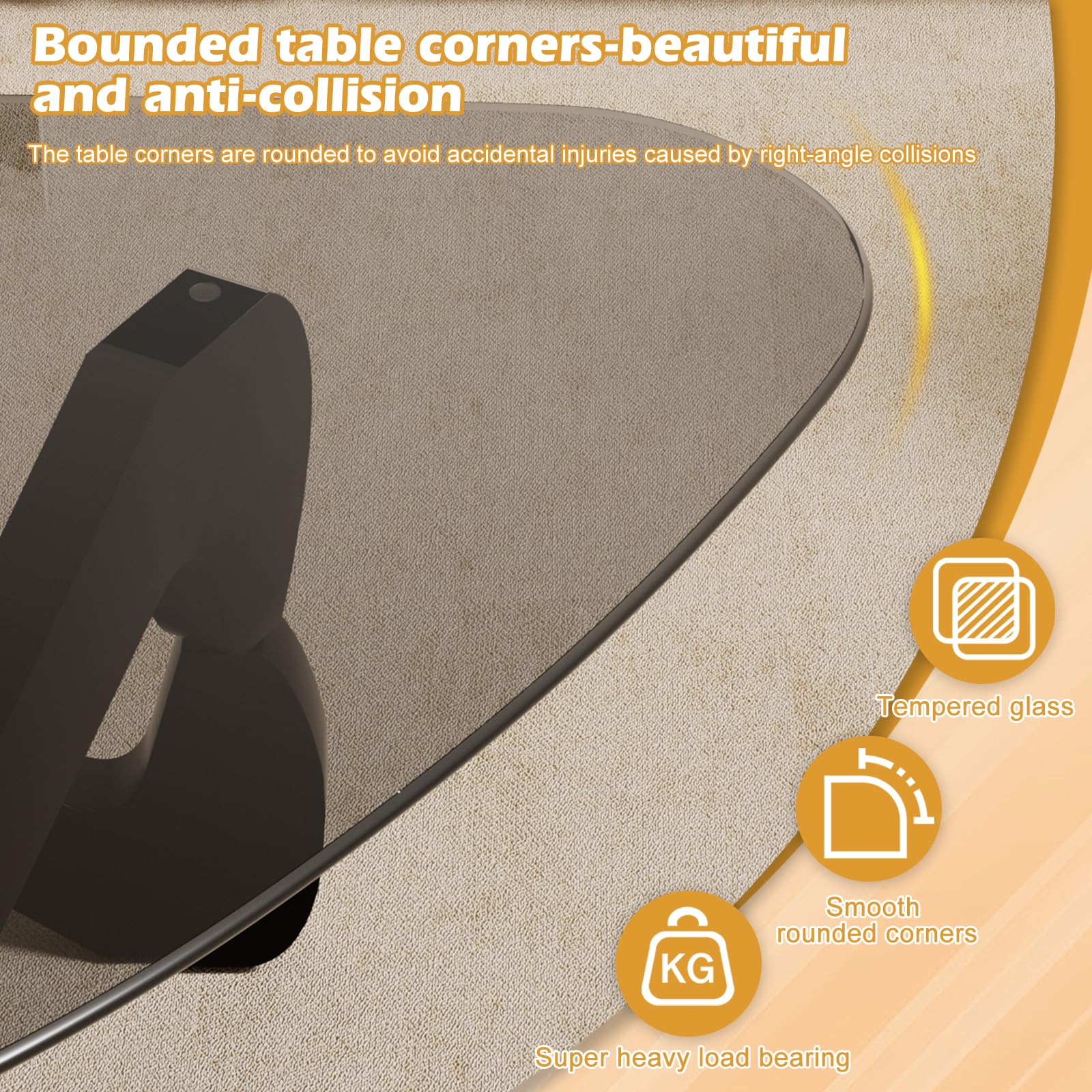 Mesa de centro de cristal triangular, mesa de centro moderna con base triangular de madera maciza y vidrio templado grueso, mesa auxiliar, mesa de café elegante para sala de estar oficina, 82 x 57 x