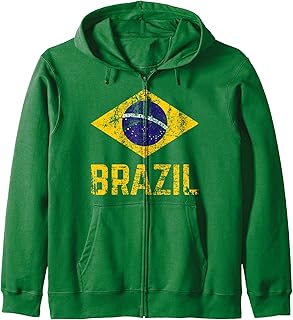 BRAZIL BRASIL Flag Vintage Distressed BRAZIL Zip Hoodie