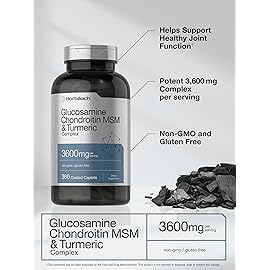 Horbach Glucosamine Chondroitin MSM | 3600 mg | 360 Caplets | Advanced Formula with Turmeric | Non-GMO, Gluten Free