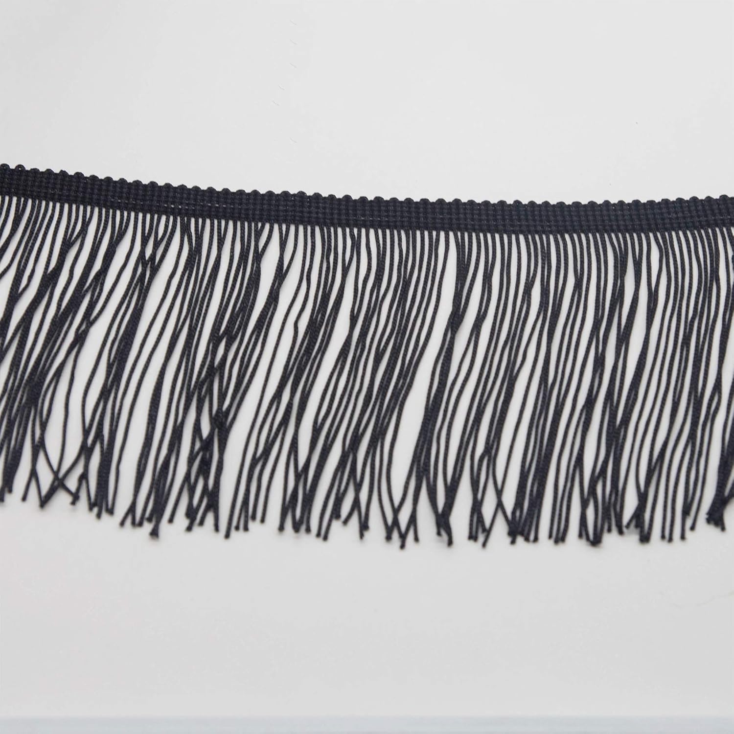 6.5 Yard 4 Inches Polyester Fringe Trim Lace Chainette Tassel Fringe Trimming for Latin Dress Stage Clothes Lamp Shade Decoration DIY (Black)