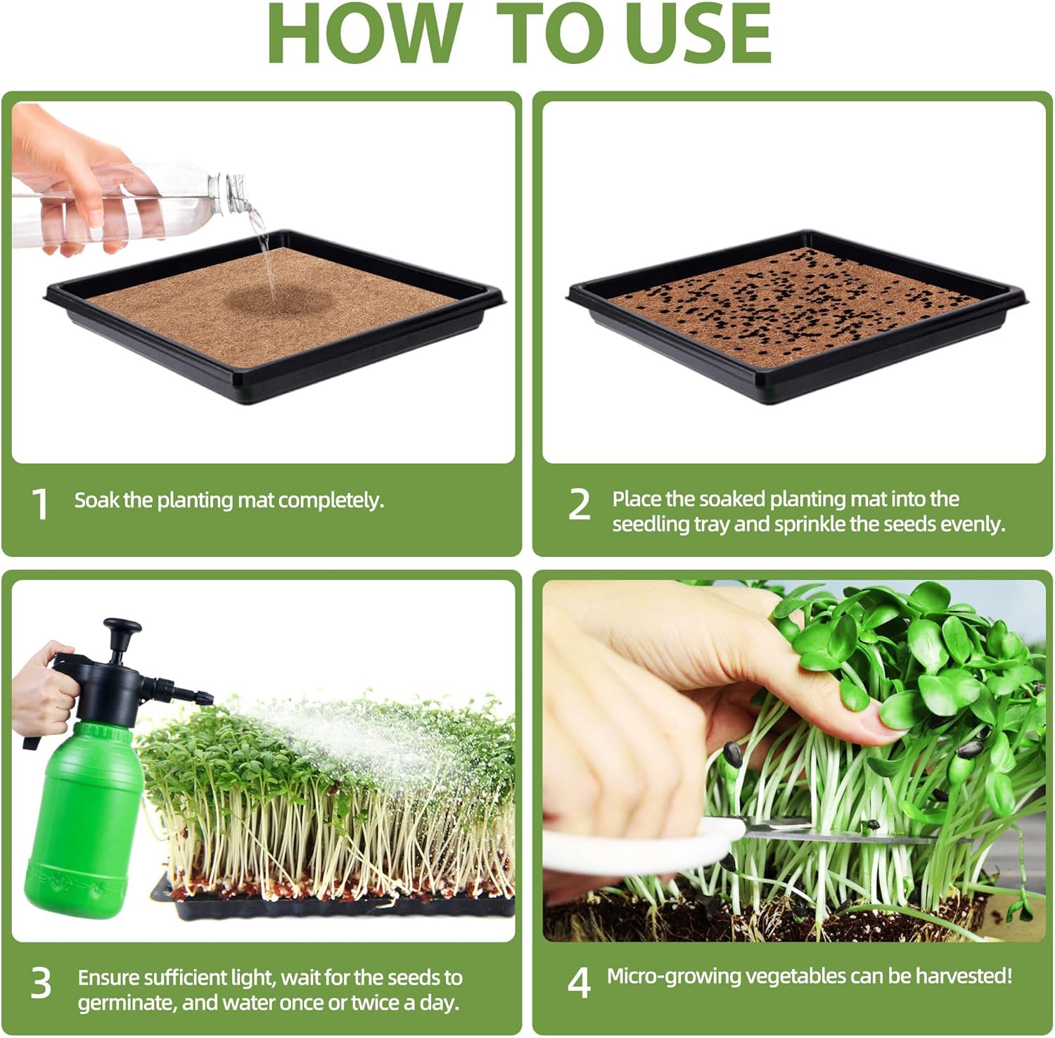 10 Pack Jute Grow Mat for Microgreens, 10" X 20" Hydroponic Grow Pads for Growing Tray Sprouting Trays Jute Fiber Seed Starter Planting for Micro Greens & Wheatgrass