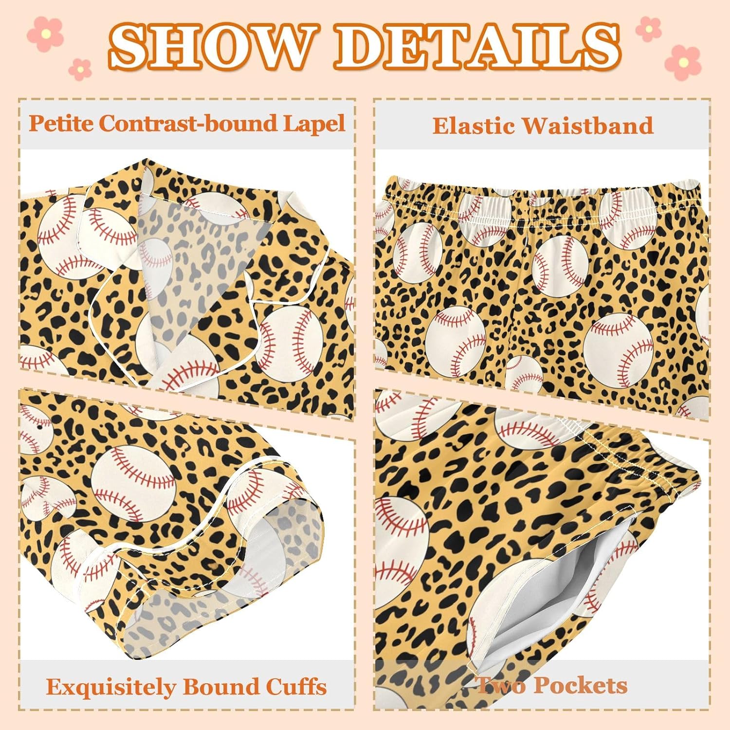 Kids Casual Satin Wear Set Baseball Leopard Print Pattern Unisex Relaxed Fit Clothing