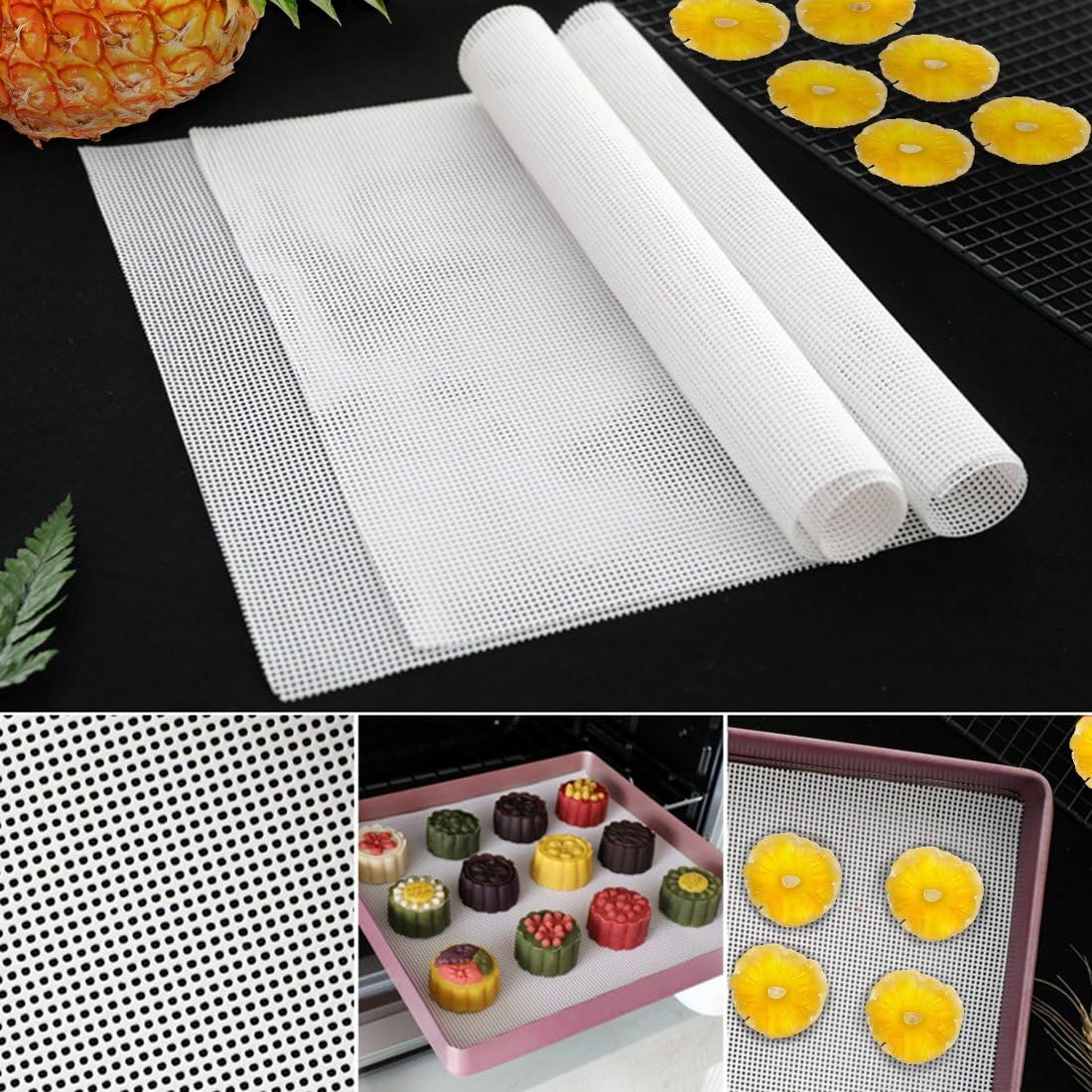5pcs Non Stick Silicone Dehydrator Sheet Non-Stick Reusable Mesh for Excalibur 2500 3500 2900 3900 Fruit Dryer Mesh
