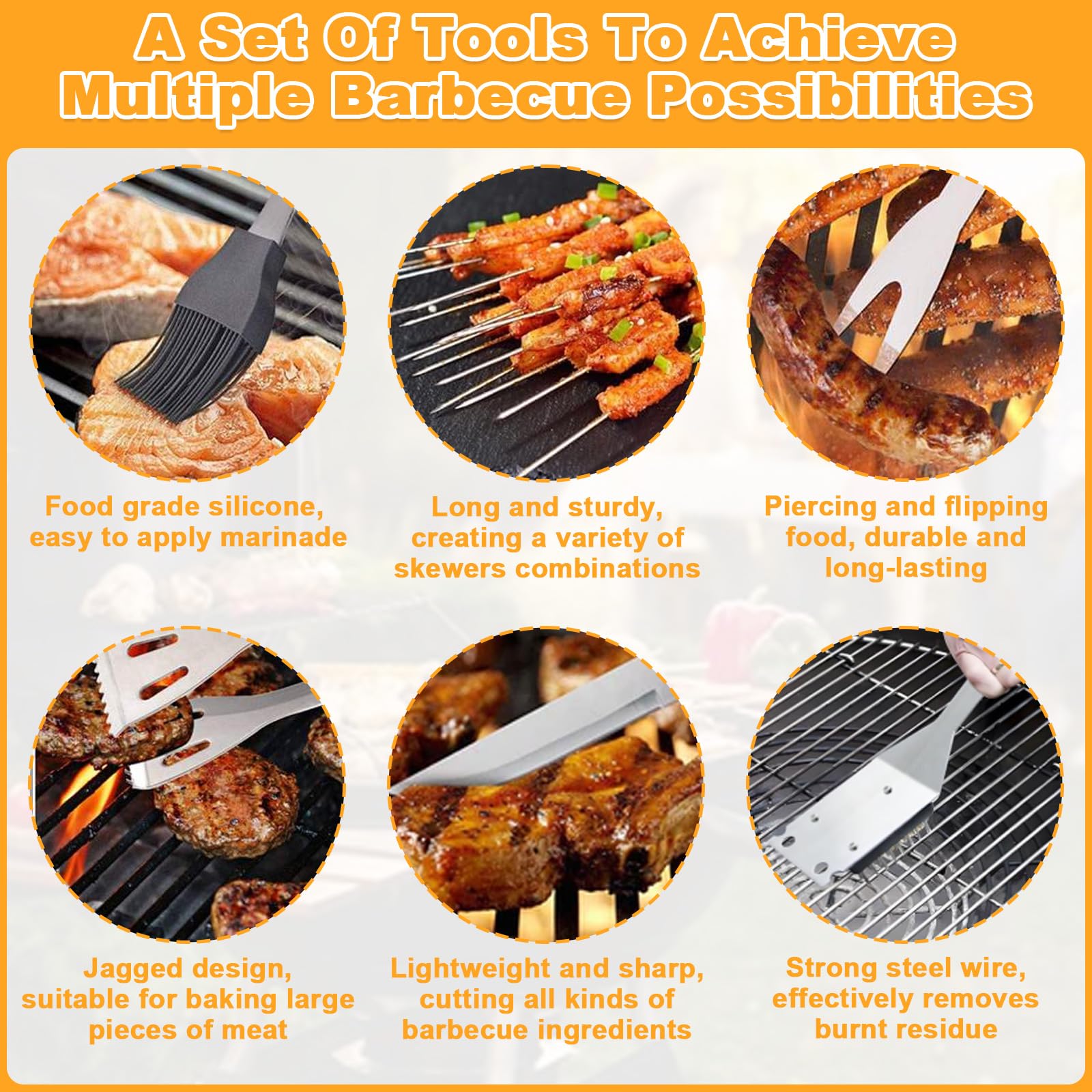11Pcs Kit Barbacoa Acero Inoxidable Profesional Incluye Maletín, Set Herramientas Accesorios Parrilla Carbón Portátil, Utensilios BBQ Duraderas para Regalo Hombre, Barbecue Camping, Picnic Exteriores