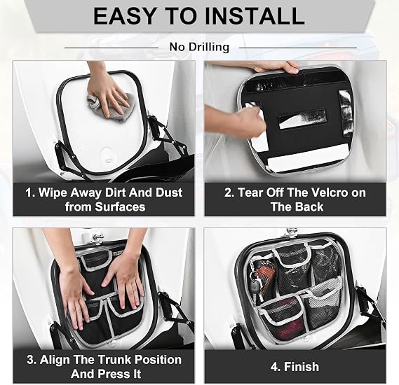 Front Trunk Lid Organizer Fit for Can Am Spyder F3 F3S F3T F3L 2015-2025 Removable 5 Mesh Pocket Luggage Storage Bag (White)