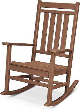 POLYWOOD Estate Traditional Porch Rocking Chair, Outdoor Rocker, Fade-Proof Recycled Lumber, Teak