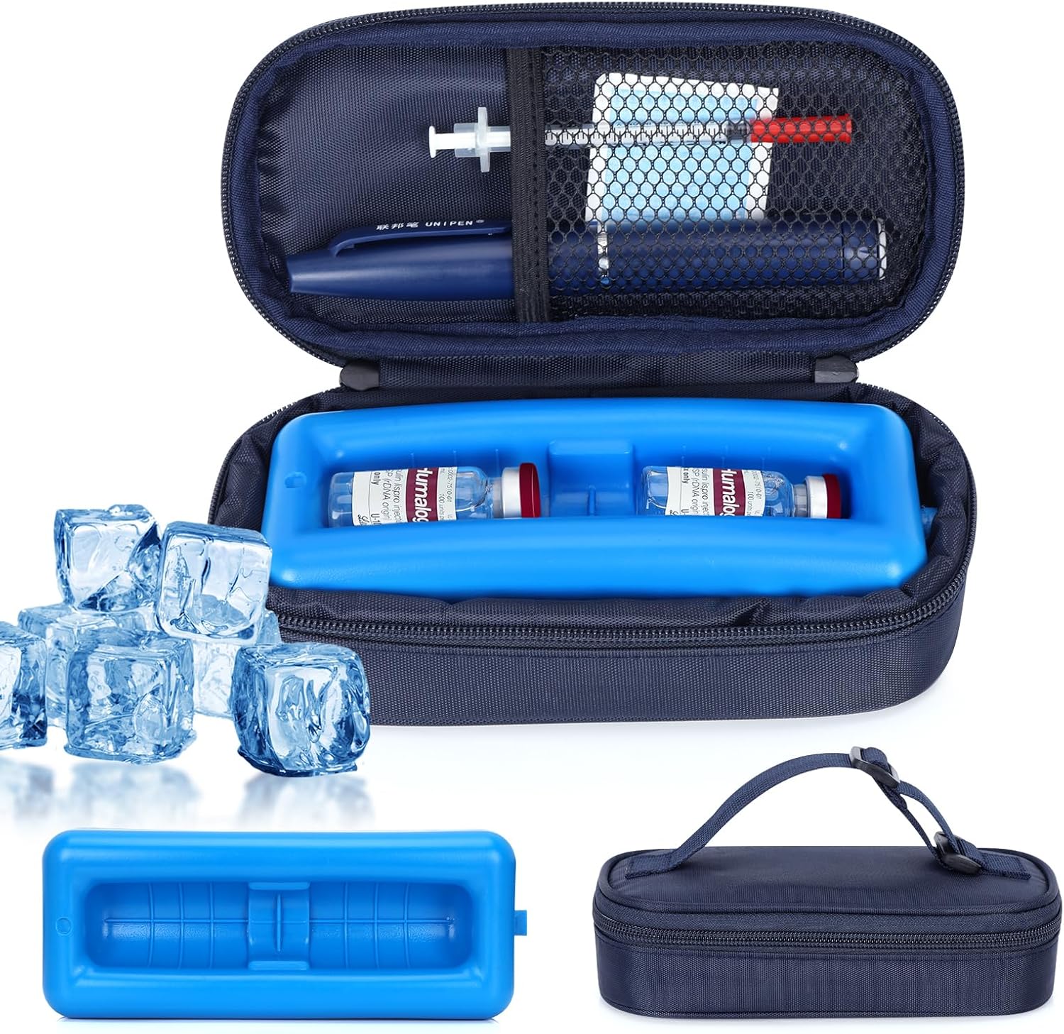 Insulin Vial Cooler Travel Case – Diabetic TravelCase TSA Approved, Medicine Cooler for Travel Tsa Approved, Portable Mini Peptide Travel Case with Protective Ice Brick (blue)