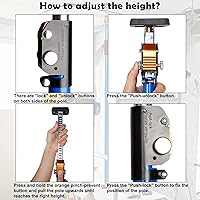 Vista 4 de SAND MINE Herramienta de tercera mano, poste de soporte ajustable, sistema de soporte de tercera mano, barra de soporte de acero para gatos