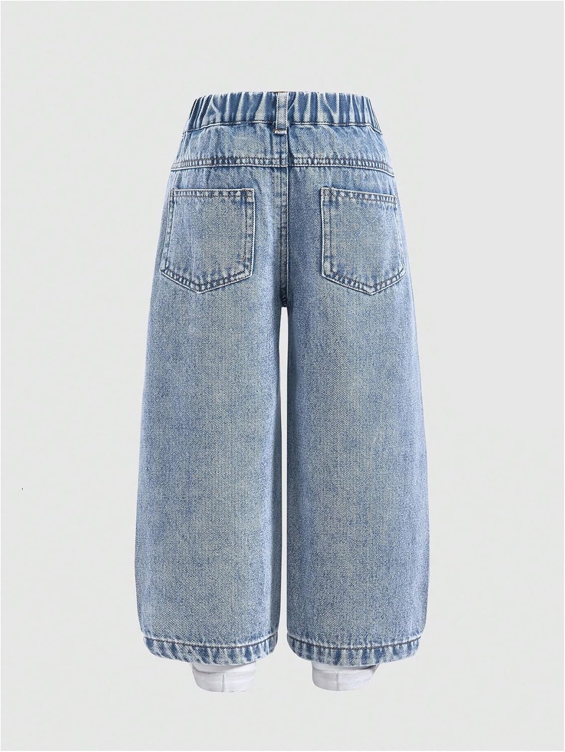 WDIRARA Toddler Girl's Rhinestone Baggy Jeans Asymmetrical Waist Straight Leg Denim Pants