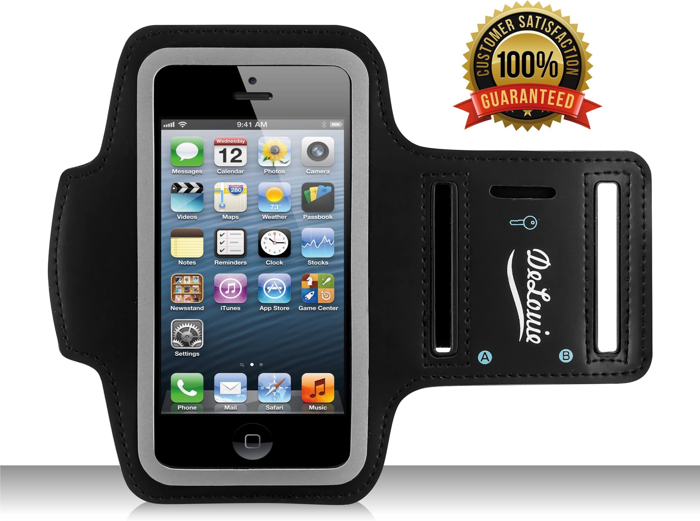 Best iPhone Armband - Sports Armband for Women or Men - Use for Running or Workout – Fits Apple iPhone 4 /5 /5S /5C /iPOD Touch - Best Fitting and Ultra Comfortable - Made of Material - Durable, Dustproof, Water Resistant, Washable – Protects Your Phone – with Free E-book - 30 Day Full Satisfaction or