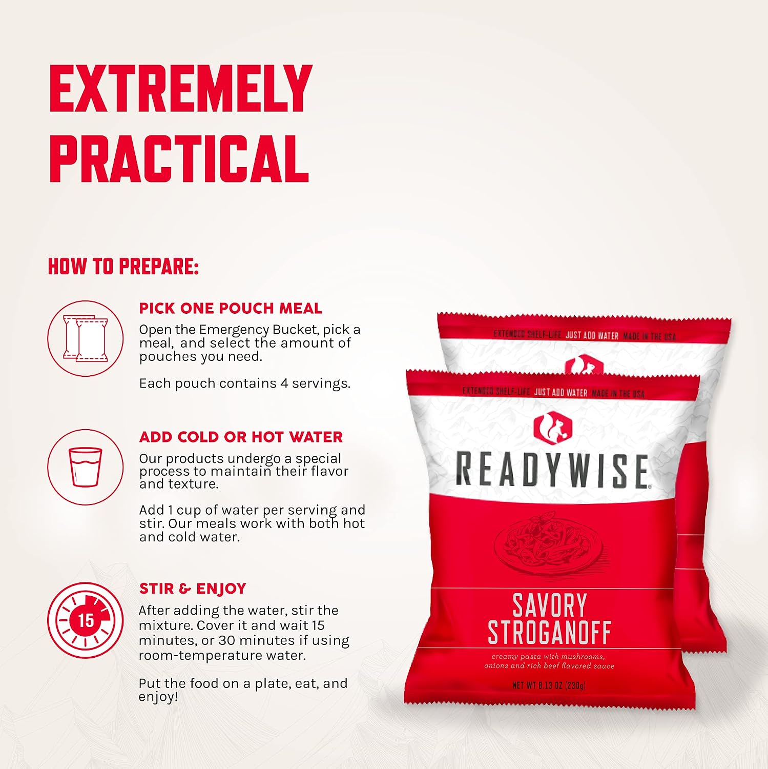 ReadyWise Emergency Survival Freeze-Dried Food Favorites Sample Pack, Ready-to-Eat Prepared Meals, Just Add Water