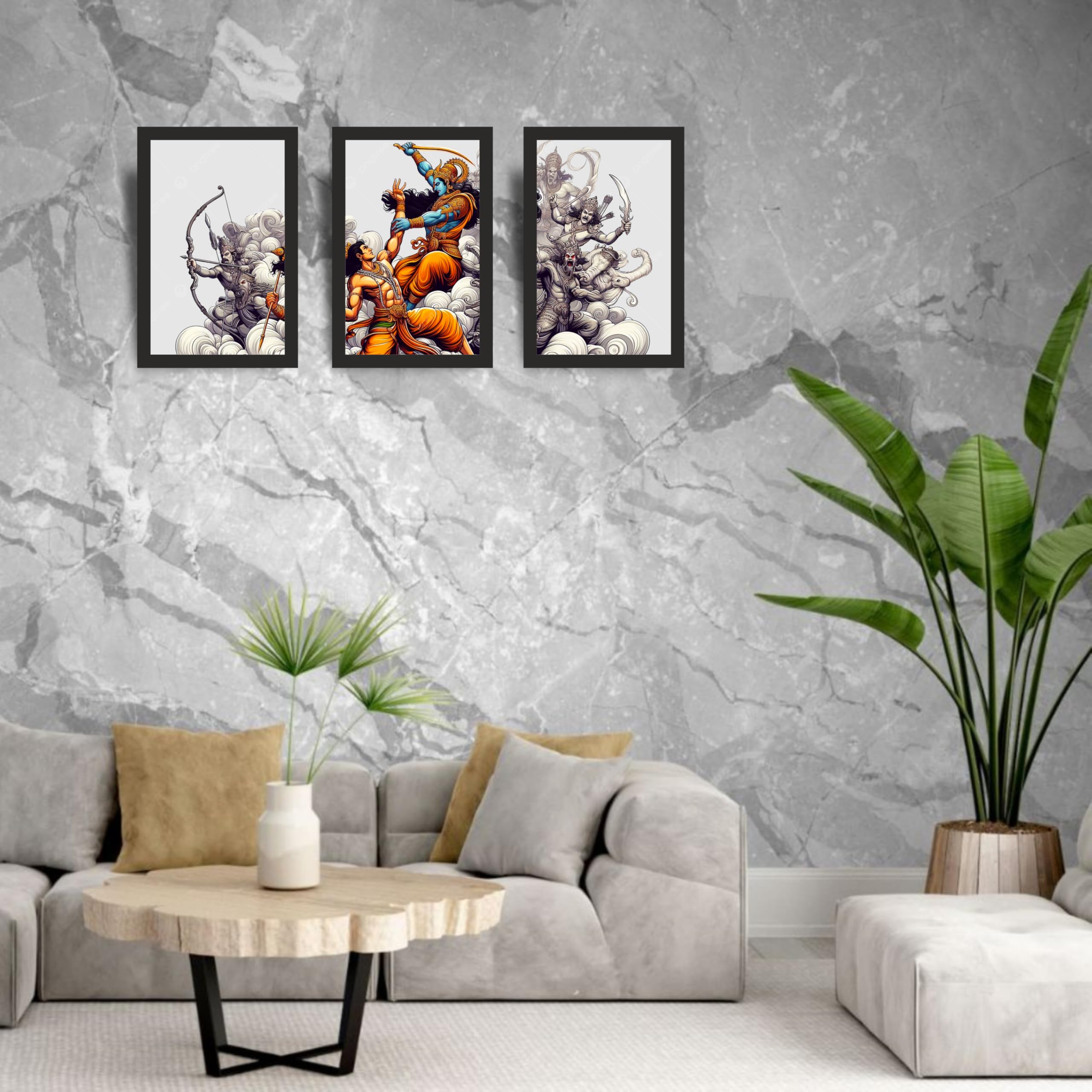 Ram Ravan Battle War Wall Art Set of 3
