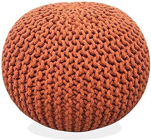 Miniatura 8 de FRELISH DECOR Puf redondo otomano tejido a mano, 100% algodón, puf reposapiés de punto - saco de frijoles tejido - silla de piso para sala de estar