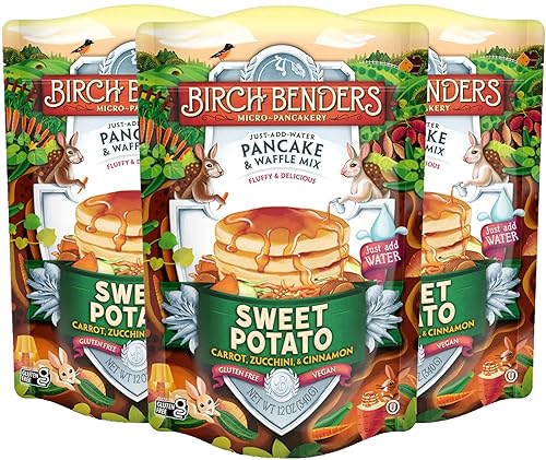 Birch Benders Mezcla de panqueques y gofres de batata Just-Add-Water de 12 onzas paquete de 3