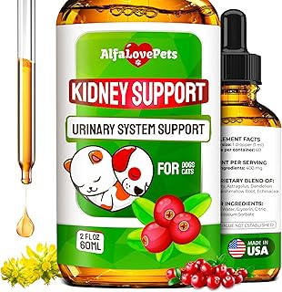 Natural Kidney Support for Dog UTI & Cat UTI - Canine Urinary Tract Care w/Cranberry - Cat Bladder & Dog Kidney Essentials - Organic Supplement - Made in USA Drops for Dog Kidney Support (2 Oz)