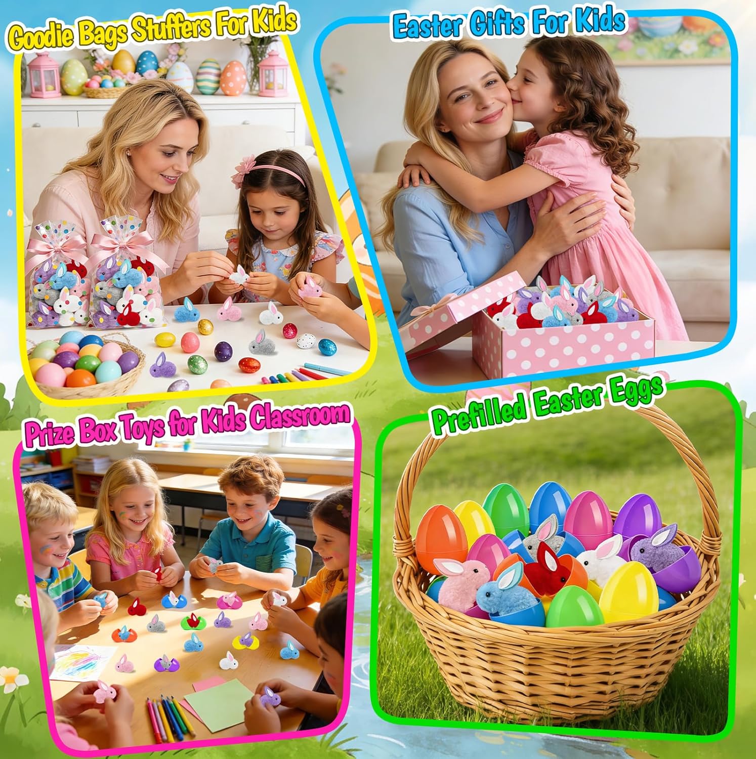 Easter Egg Fillers, Easter Basket Stuffers for Kids - 24 Pcs Mini Easter Plush Bunny Stuffed Animals, Party Favors for Toddlers Boys Girls, Bulk Small Toys for Classroom Prize Box, Goodie Bag Stuffers