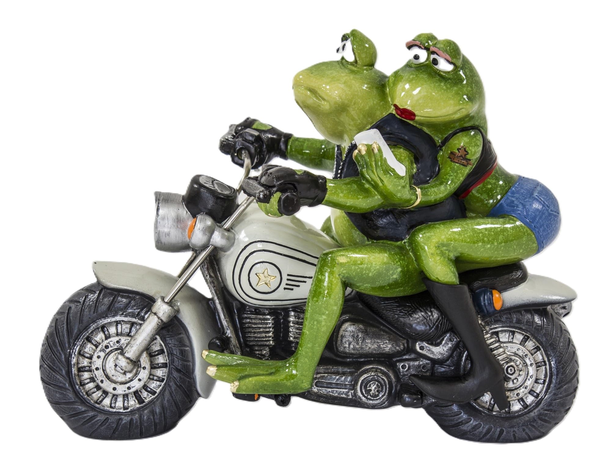 Frosch Figuren | Lustige handbemalte Dekofigur Polyresinoriginelle | Geschenkidee für Sammler & Humor-Fans (Frösche Motorradfahrer / 19x24x14,5 cm)