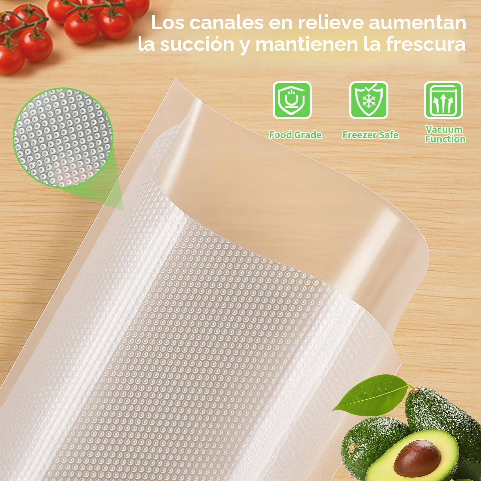 MakMeFre 300 Bolsas de Vacío Para Alimentos 15x25/20x30/25x33cm Sin BPA