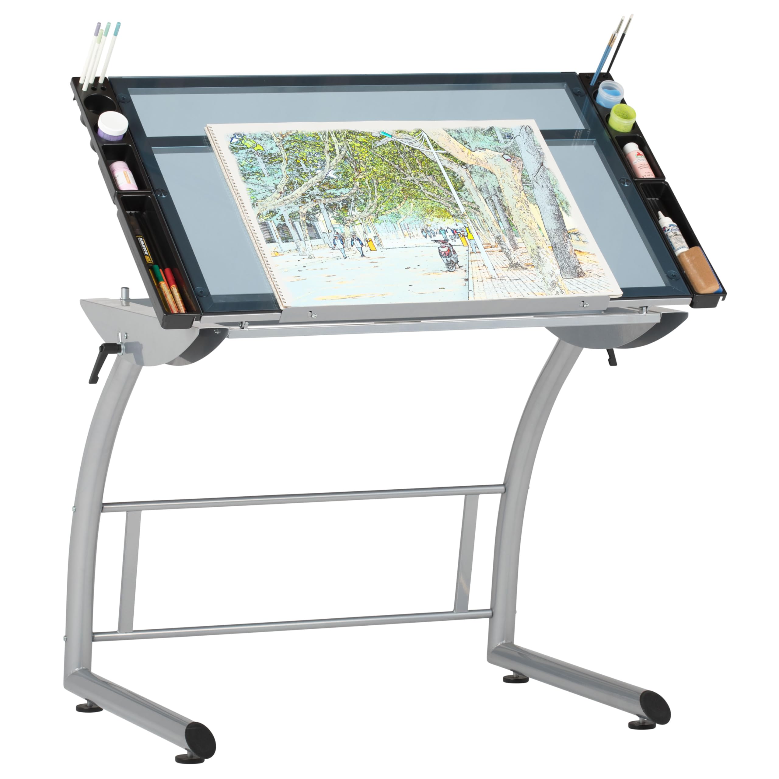 SD Studio Designs Triflex Drawing Table, Sit to Stand Up Adjustable Office Home Computer Desk, 35.25