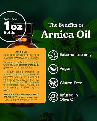 Vista 2 de Herb Pharm Aceite orgánico certificado, árnica, 1 fl oz