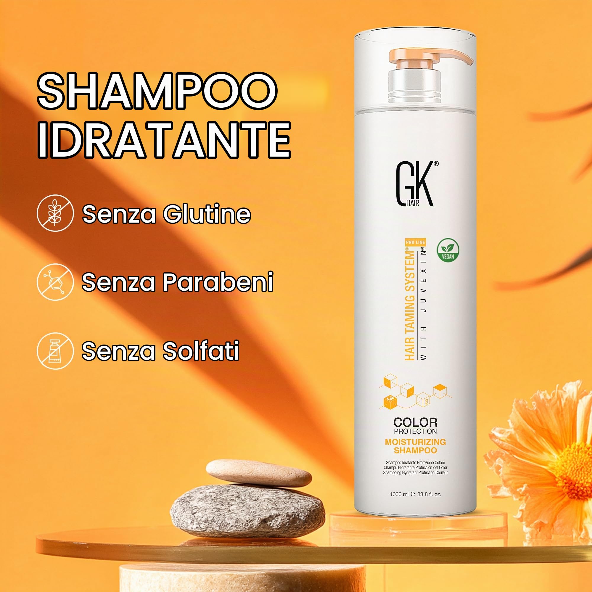 Global Keratin GK Hair Moisturizing Shampoo 1000ml Color Protection | Formula Naturale Organica Senza Solfati e Parabeni, Detergente per Uso Quotidiano per Capelli Secchi o Normali Unisex di Gkhair