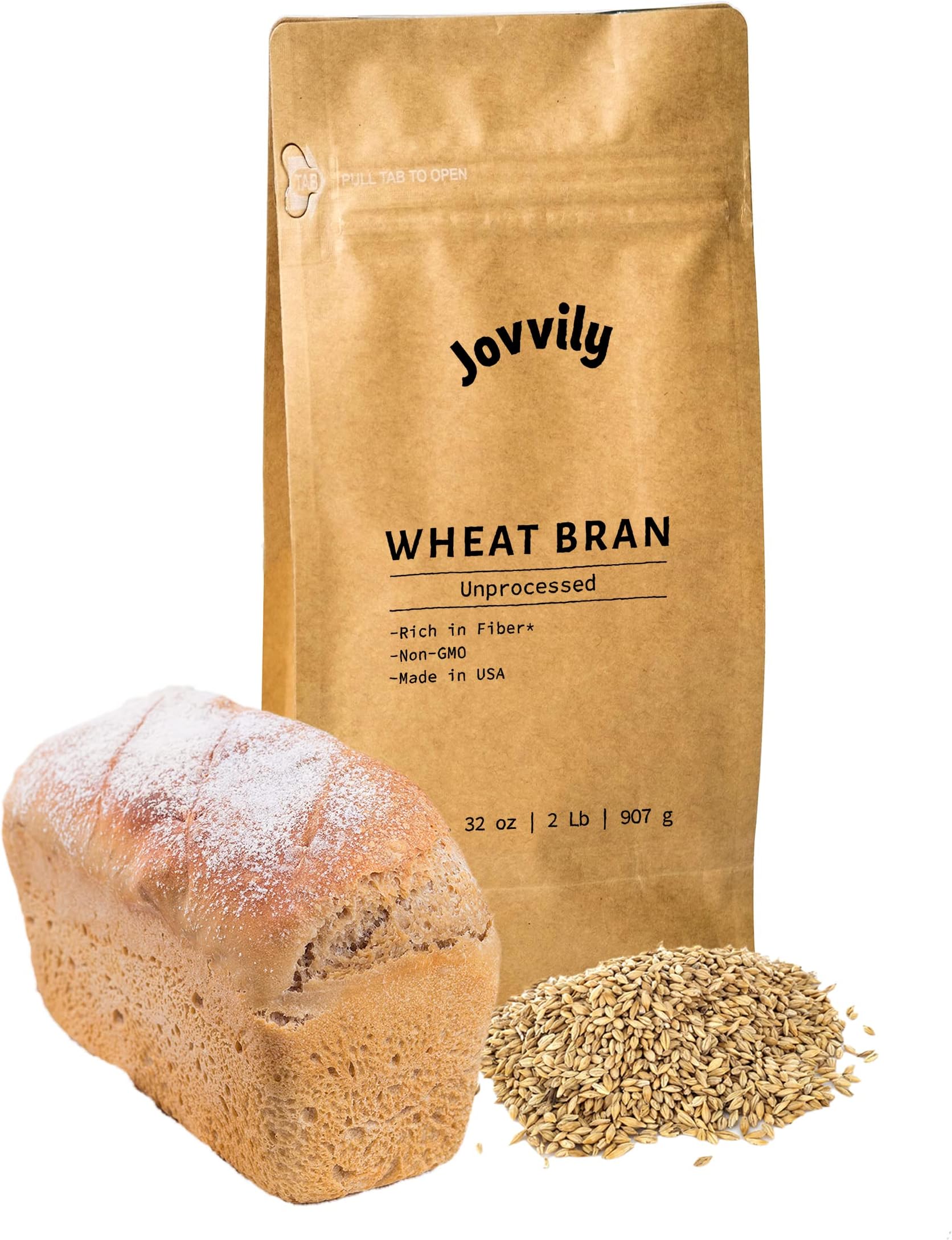 Jovvily Wheat Bran - 2lb - Fiber Rich - Non-GMO - Resealable Bag