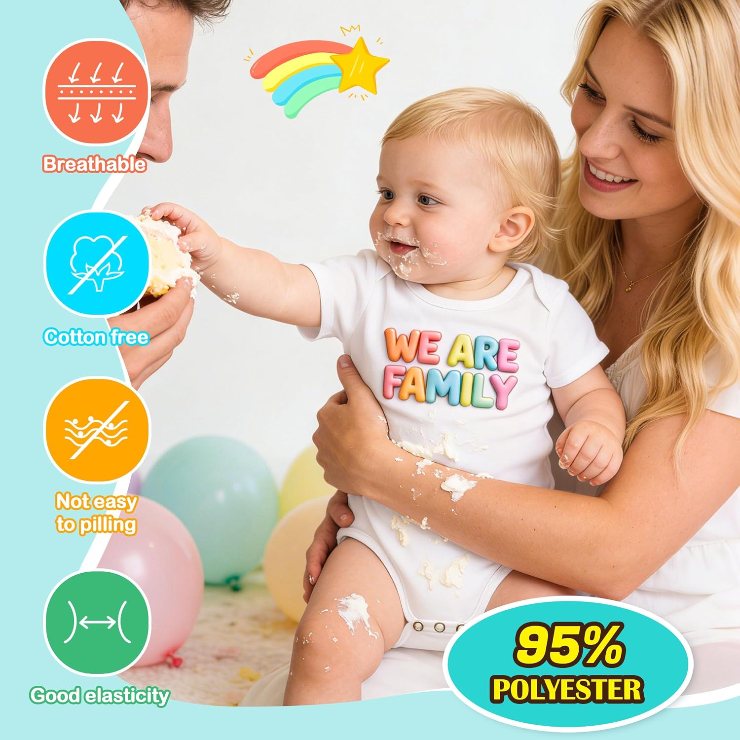 Joyclub 10 PCS Sublimation Baby Bodysuits Blanks Bulk White Polyester Infant Romper for Heat Transfer Age 3-6 Months