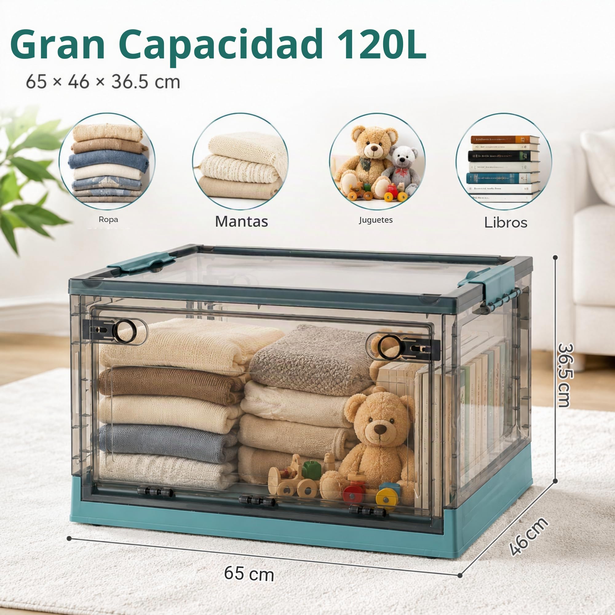 MAGIC SELECT Caja de Almacenaje con Tapa 120L, 65 x 46 x 36,5 cm