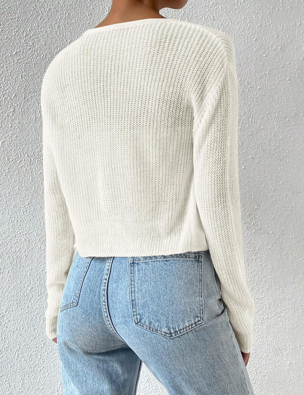 Cropped Cardigan Sweaters Open Front Long Sleeve Cardigans Lightweight Fall Bolero Shrugs