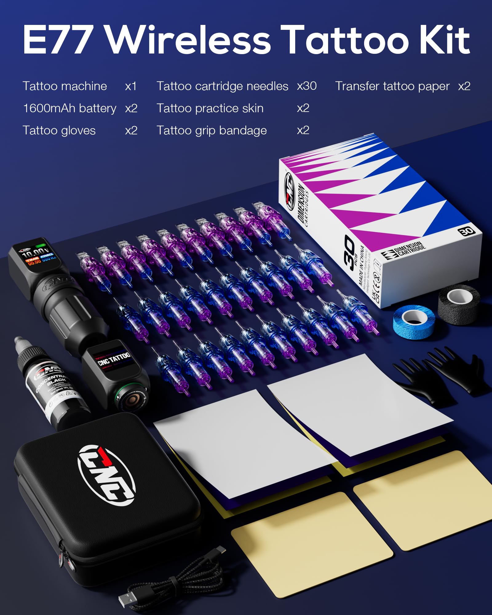 Amazon.com: CNC Tattoo Machine Kit Wireless Tattoo Gun,2 Batteries