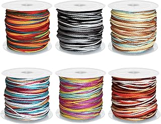 Rainbow Colored Wax Rope for Bracelet Making, Waxed Thread Bracelet Cord, Waxed Polyester Cord Bracelet Rope for Jewelry Making, DIY Bracelets, Necklace Making and Macrame(6 pcs)