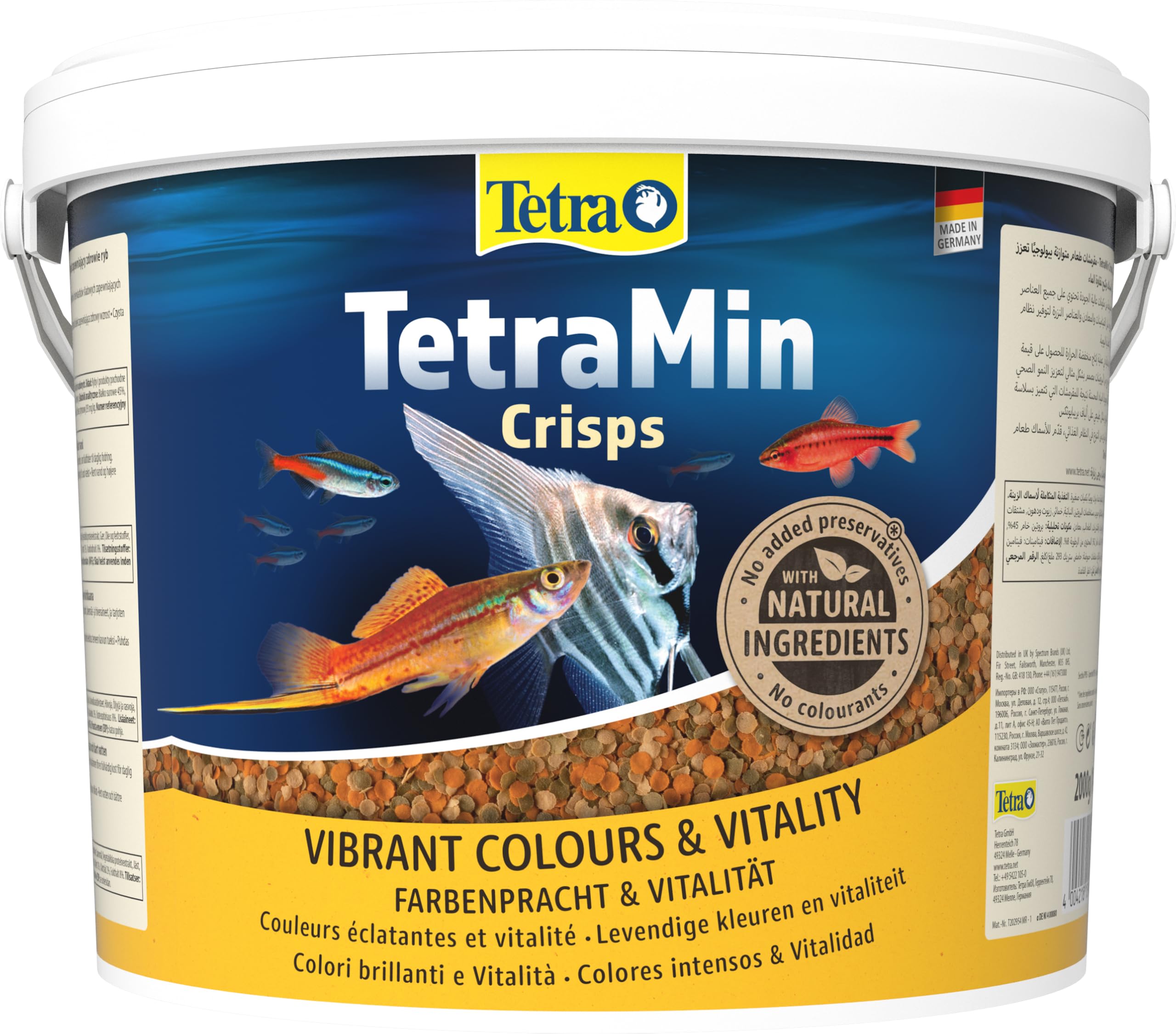 TetraMin Crisps - Mangime per tutti i pesci ornamentali, miscela ricca di nutrienti per pesci sani e acqua limpida, secchio da 10 L